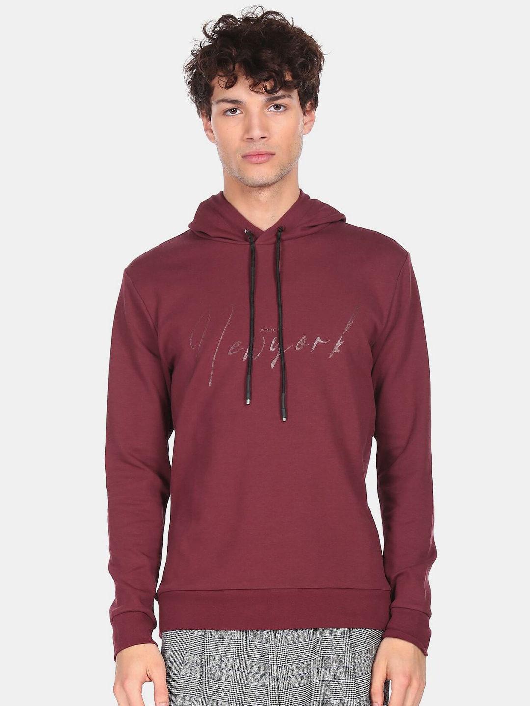 Arrow New York Men Red Hooded Sweatshirt