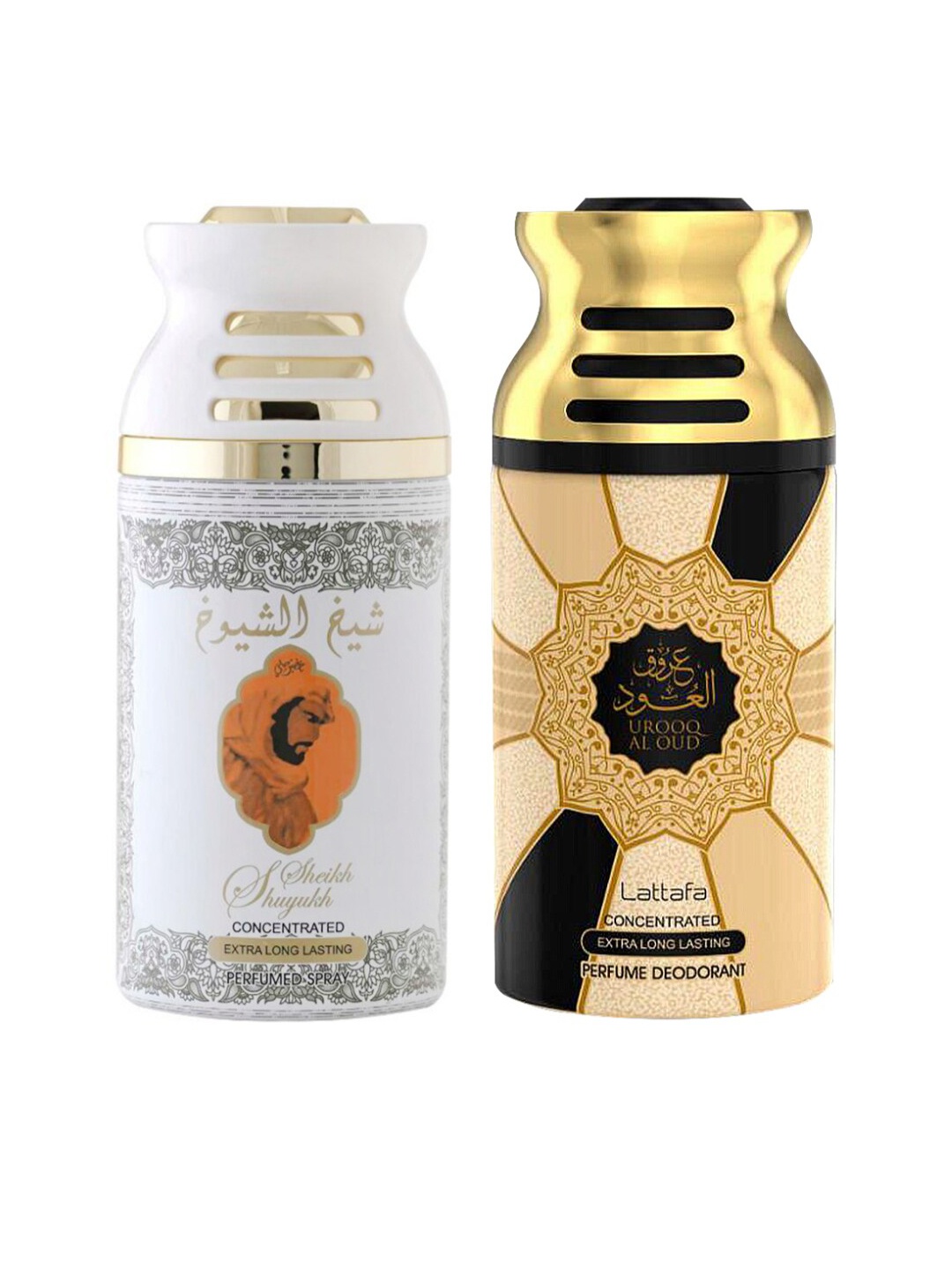 Lattafa Pack of 2 Sheik Al Suyukh Kususi & Urooq Al Oudh Perfumed Deodorant Body Spray, White
Lattafa Pack of 2 Sheik Al Suyukh Kususi & Urooq Al Oudh Perfumed Deodorant Body Spray, White