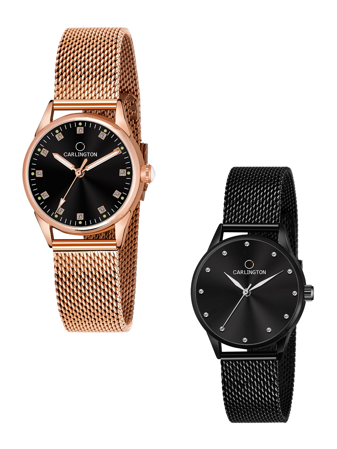 CARLINGTON Women Set Of 2 Stainless Steel Bracelet Style Straps Analogue Watches, Rose gold
CARLINGTON Women Set Of 2 Stainless Steel Bracelet Style Straps Analogue Watches, Rose gold