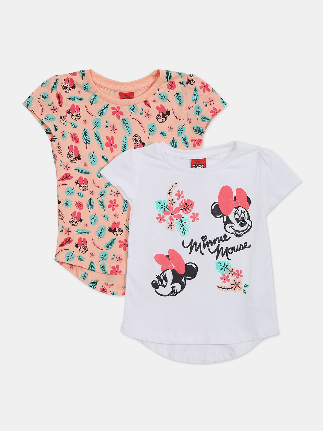 Colt Girls Assorted Set Of 2 Printed Extended Sleeves T-shirt