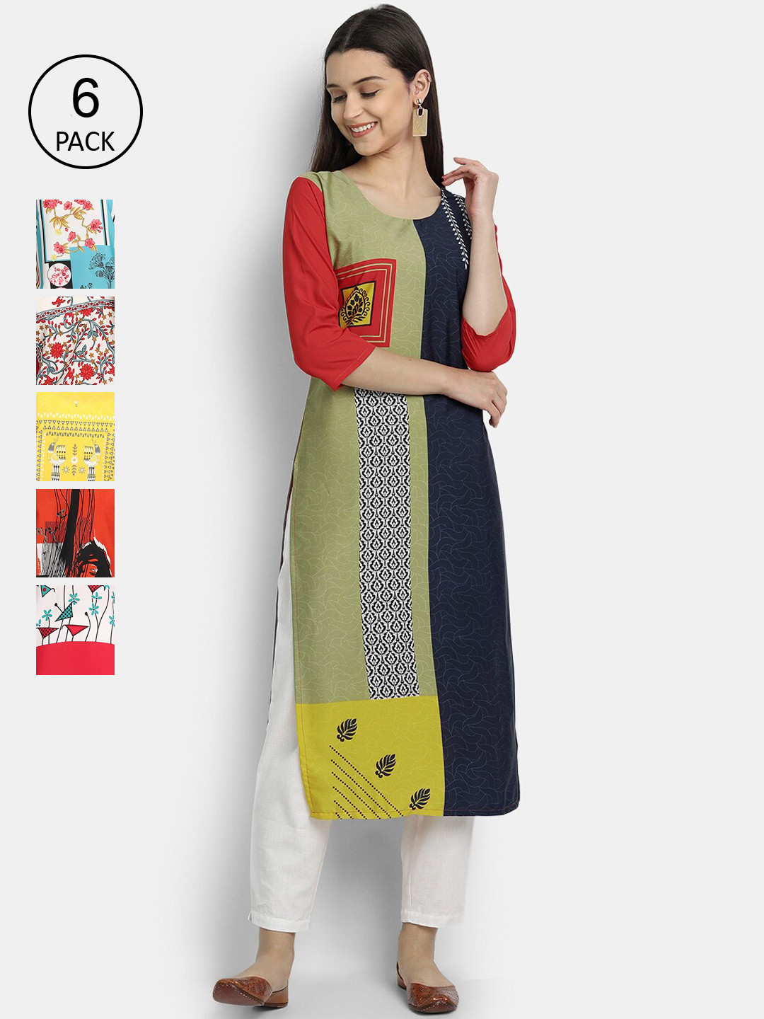 7Threads Women Multicoloured Geometric Colourblocked Patchwork Crepe Kurta, Multi
7Threads Women Multicoloured Geometric Colourblocked Patchwork Crepe Kurta, Multi