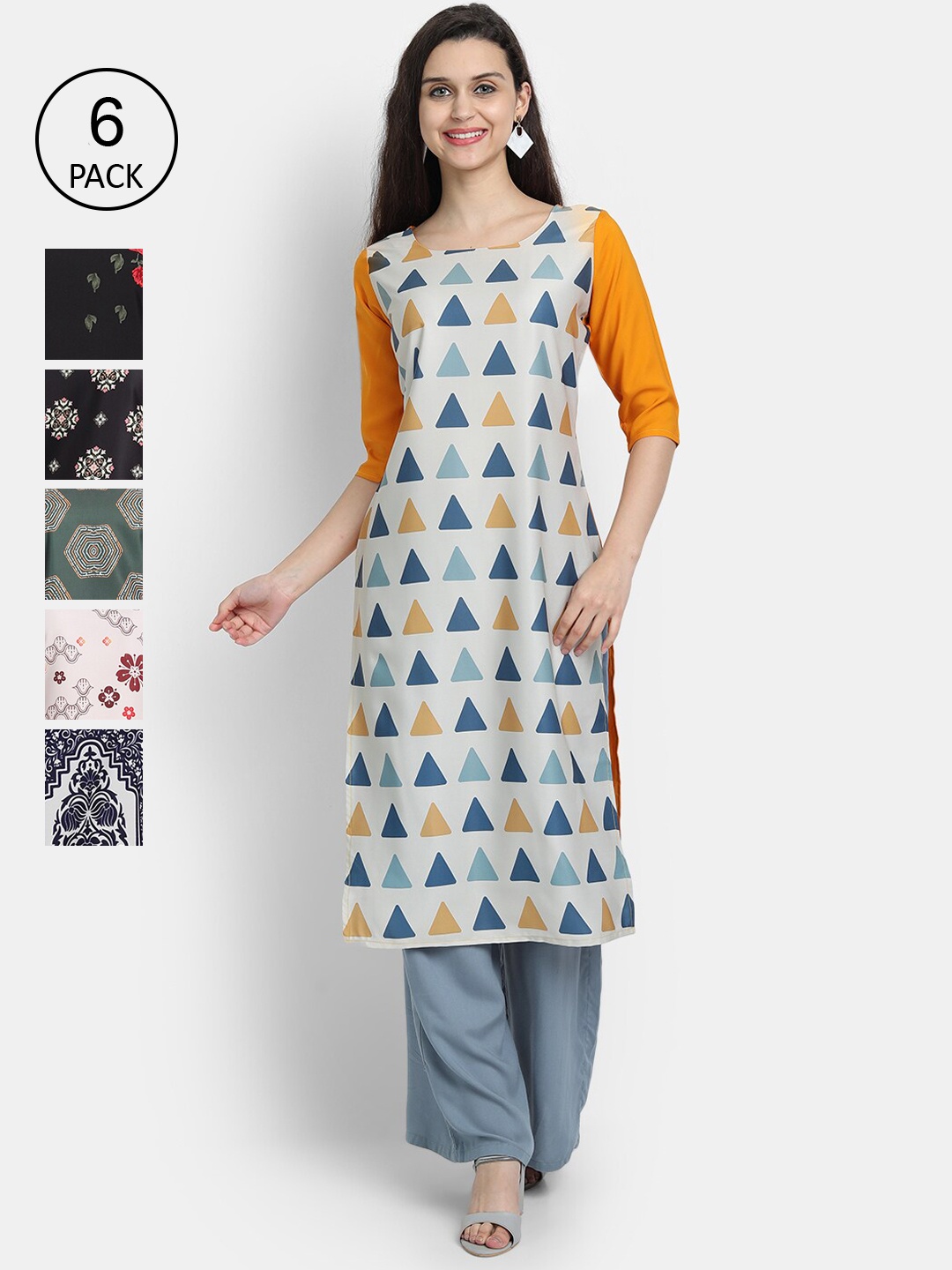 7Threads Women Multicoloured & illusion blue Floral Printed Flared Sleeves Crepe Kurta, Multi
7Threads Women Multicoloured & illusion blue Floral Printed Flared Sleeves Crepe Kurta, Multi
