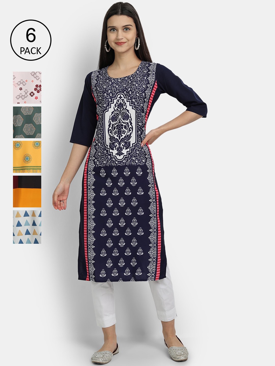 7Threads Women Multicoloured Ethnic Motifs Embroidered Keyhole Neck Mirror Work Crepe Kurta, Multi
7Threads Women Multicoloured Ethnic Motifs Embroidered Keyhole Neck Mirror Work Crepe Kurta, Multi