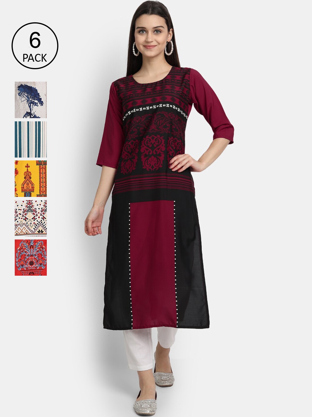 7Threads Women Multicoloured Ethnic Motifs Embroidered Thread Work Crepe Kurta, Multi
7Threads Women Multicoloured Ethnic Motifs Embroidered Thread Work Crepe Kurta, Multi