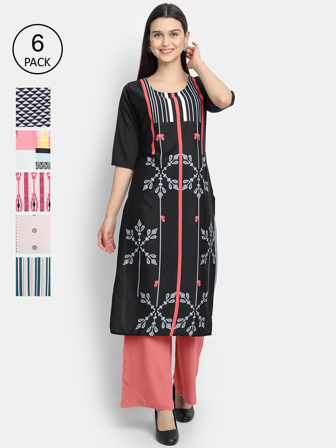 7Threads Women Multicoloured Pack of 6 Floral Printed Gotta Patti Crepe Kurta, Multi
7Threads Women Multicoloured Pack of 6 Floral Printed Gotta Patti Crepe Kurta, Multi