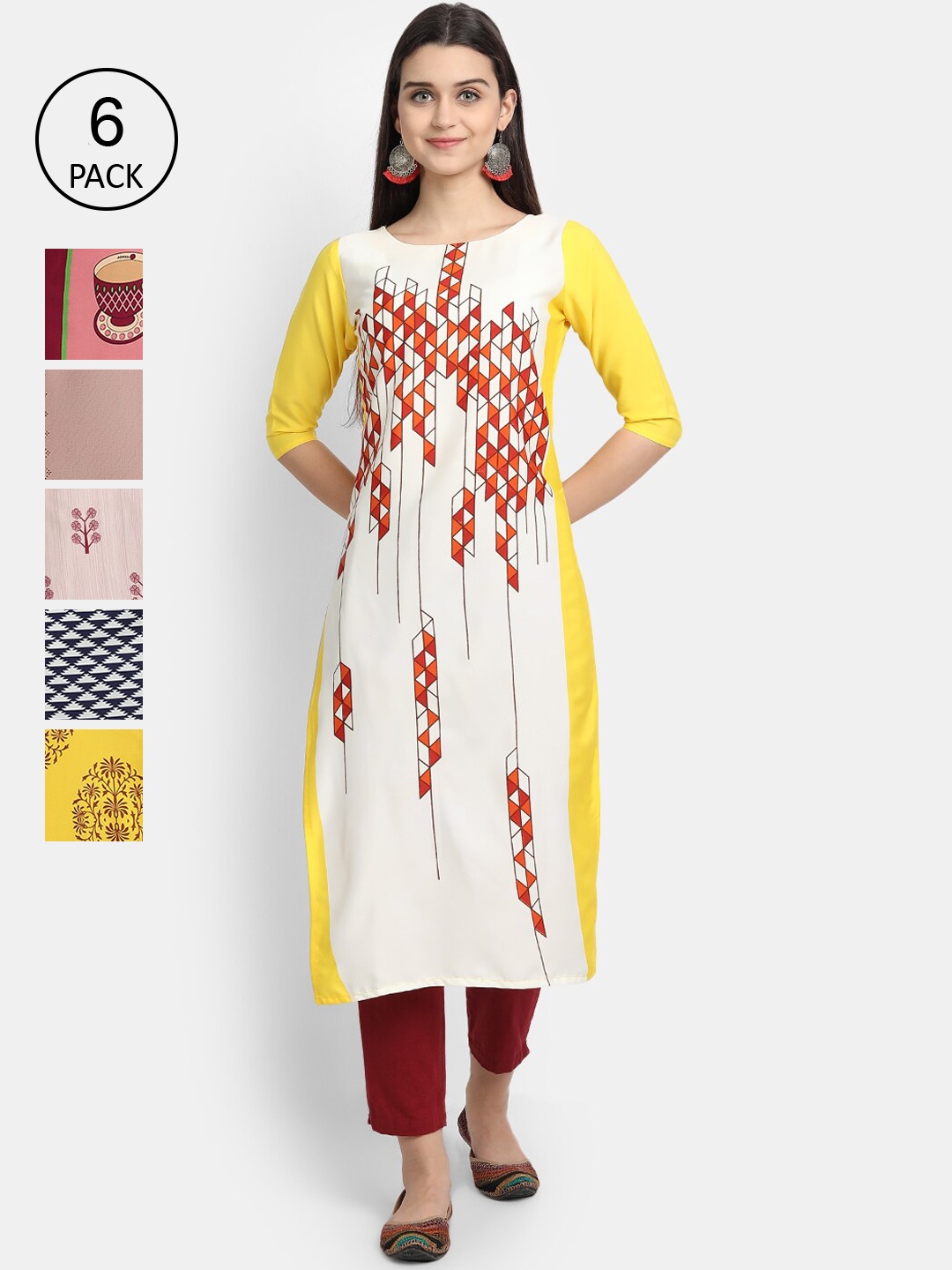 7Threads Women Multicoloured & star white Embroidered Keyhole Neck Thread Work Crepe Kurta, Multi
7Threads Women Multicoloured & star white Embroidered Keyhole Neck Thread Work Crepe Kurta, Multi