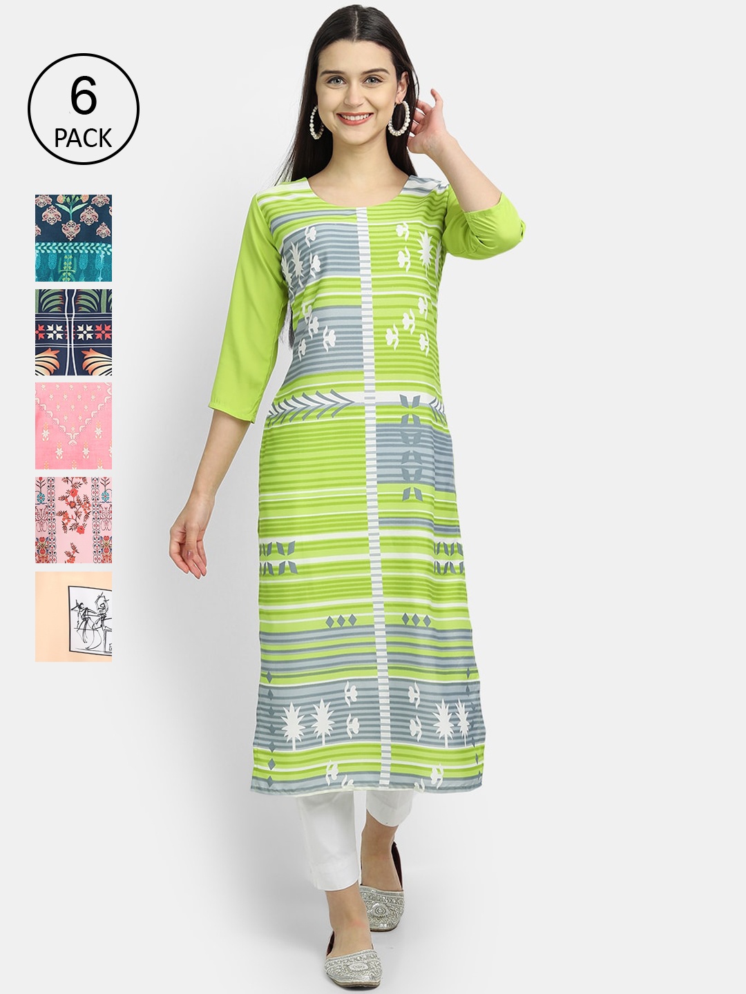7Threads Women Multicoloured Ethnic Motifs Printed Flared Sleeves Mirror Work Crepe Kurta, Multi
7Threads Women Multicoloured Ethnic Motifs Printed Flared Sleeves Mirror Work Crepe Kurta, Multi