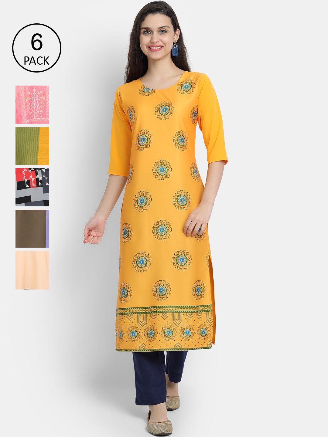 7Threads Women Multicoloured & banana Colourblocked Thread Work Crepe Kurta, Multi
7Threads Women Multicoloured & banana Colourblocked Thread Work Crepe Kurta, Multi