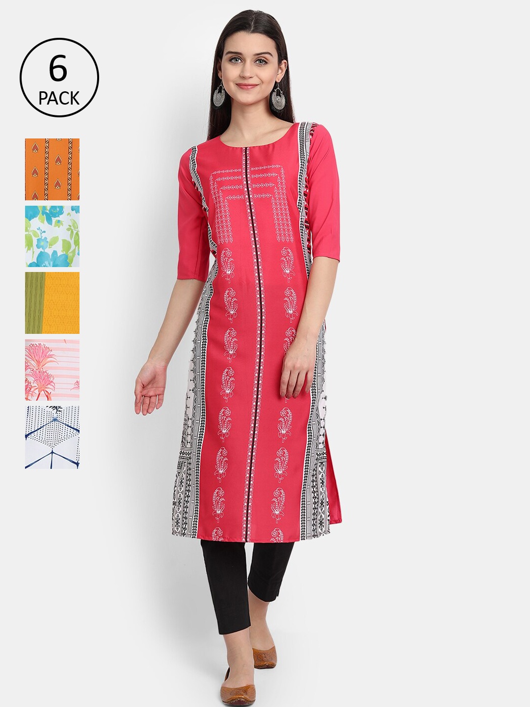 7Threads Women Multicoloured & cayenne Ethnic Motifs Printed Thread Work Crepe Kurta, Multi
7Threads Women Multicoloured & cayenne Ethnic Motifs Printed Thread Work Crepe Kurta, Multi