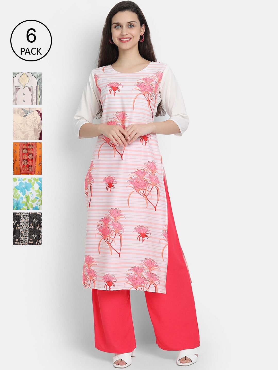 7Threads Women Multicoloured & pink dogwood Ethnic Motifs Embroidered Mirror Work Crepe Kurta, Multi
7Threads Women Multicoloured & pink dogwood Ethnic Motifs Embroidered Mirror Work Crepe Kurta, Multi