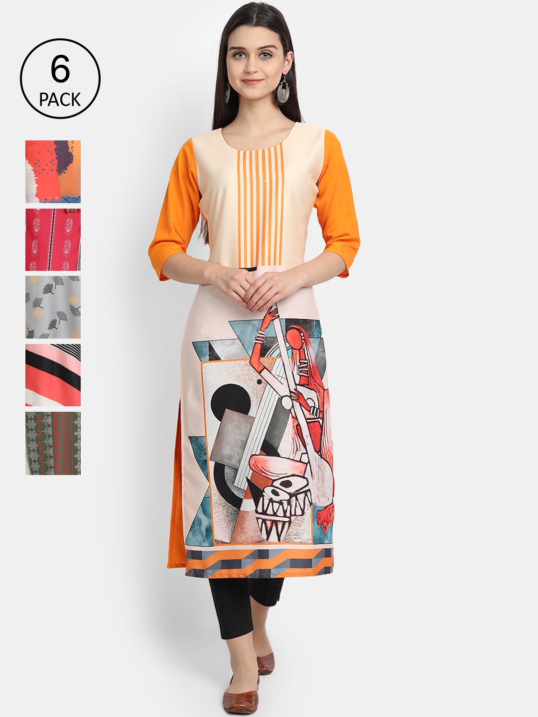 7Threads Women Multicoloured & mother of pearl Ethnic Motifs Printed Thread Work Crepe Kurta, Multi
7Threads Women Multicoloured & mother of pearl Ethnic Motifs Printed Thread Work Crepe Kurta, Multi