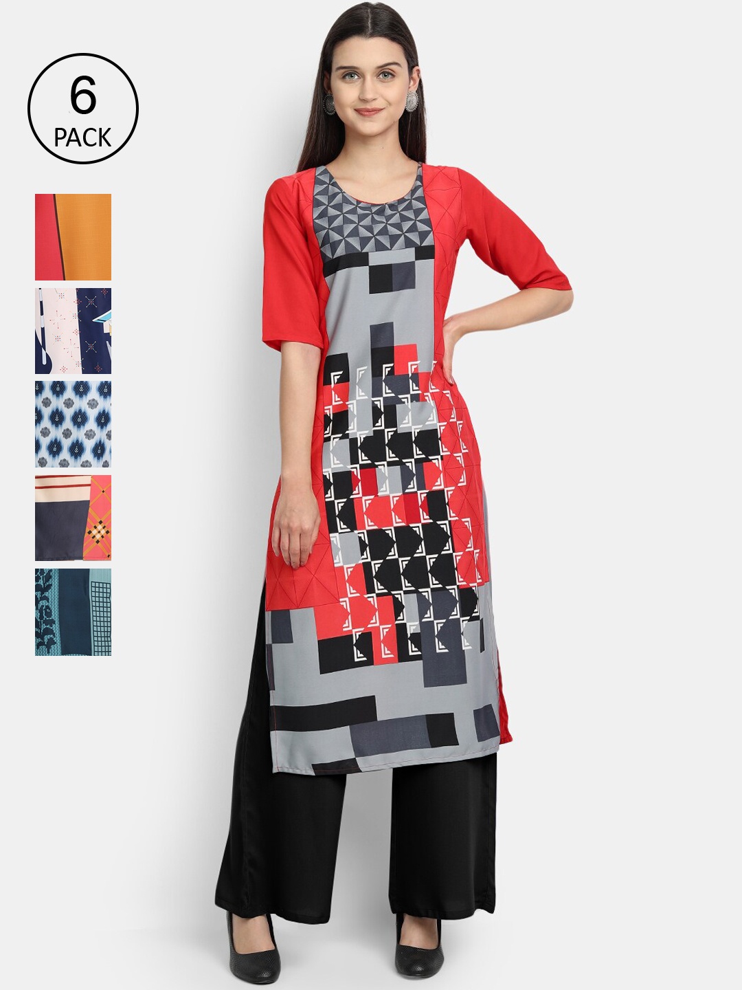 7Threads Women Multicoloured Floral Printed Keyhole Neck Crepe Kurta, Multi