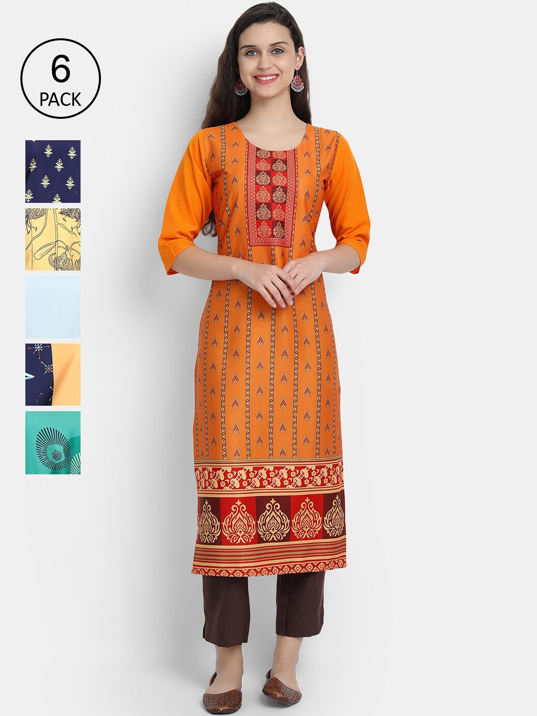 7Threads Women Multicoloured Quirky Printed Crepe Kurta, Multi