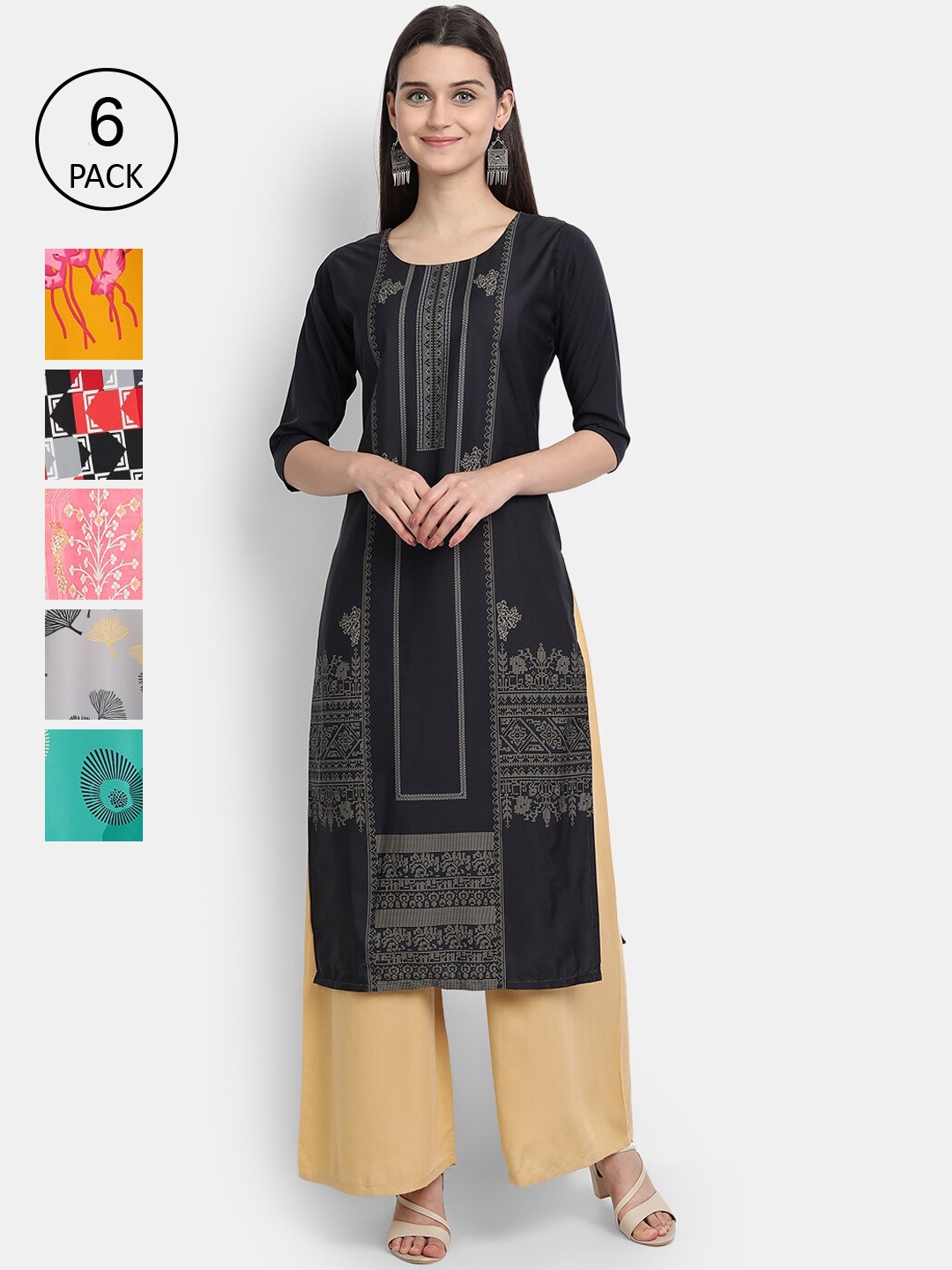 7Threads Women Multicoloured Floral Printed Crepe Kurta, Multi