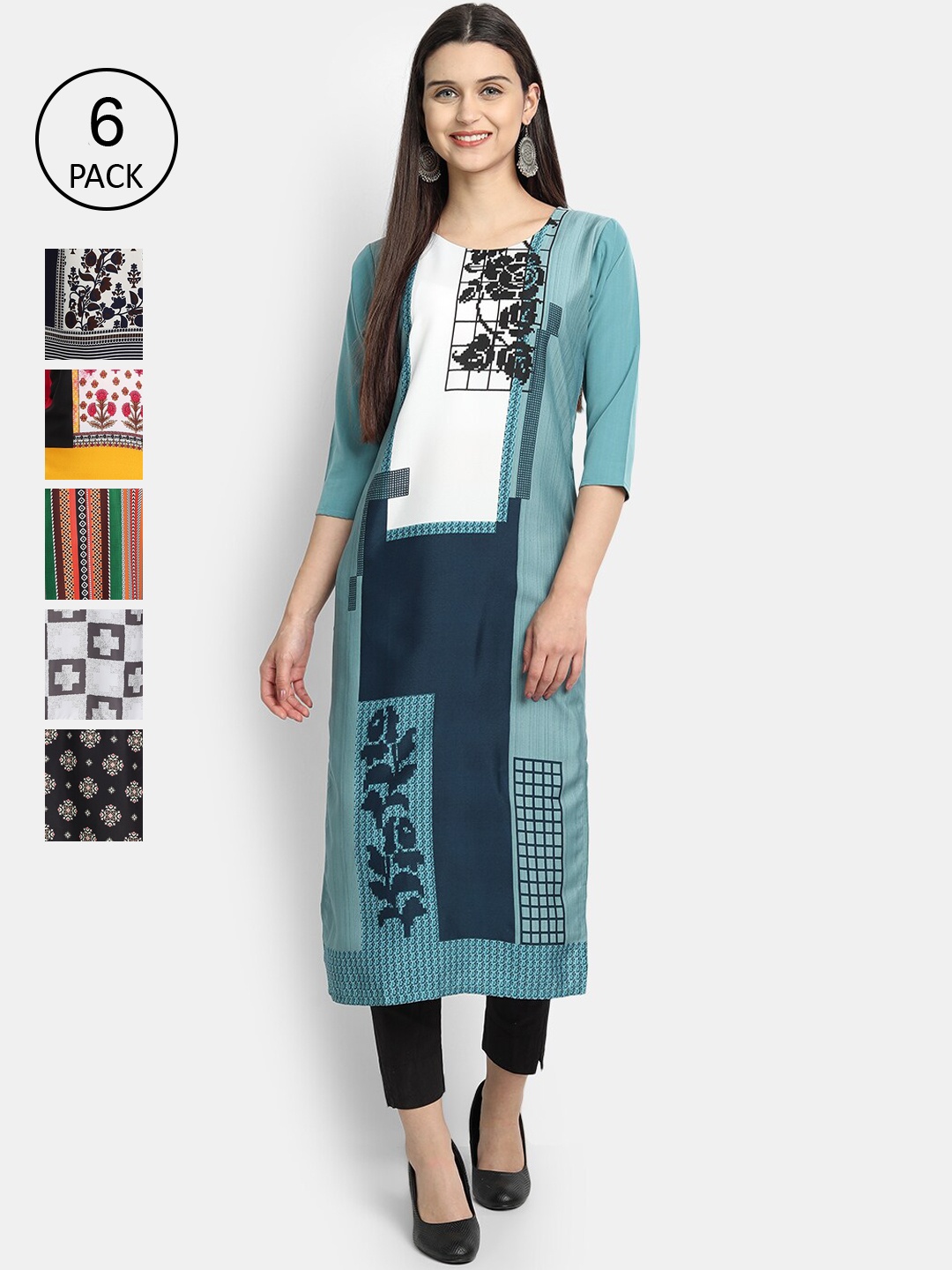 7Threads Women Pack Of 6 Multicoloured Ethnic Motifs Printed Crepe Kurta, Multi
7Threads Women Pack Of 6 Multicoloured Ethnic Motifs Printed Crepe Kurta, Multi