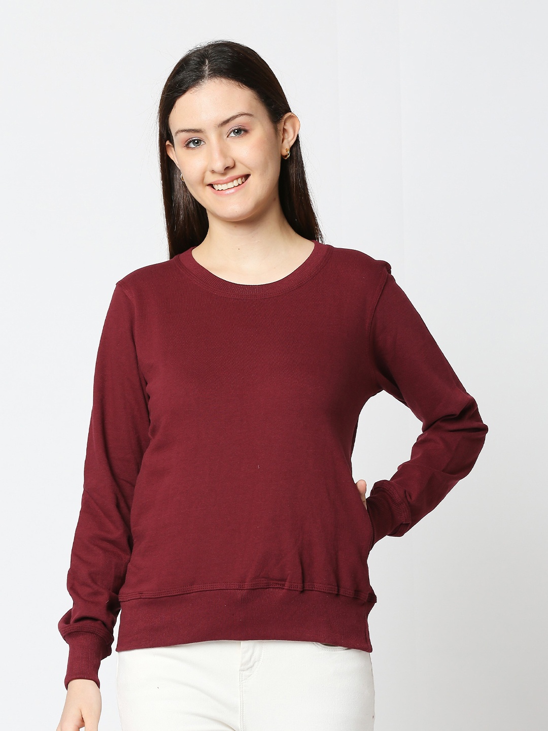 Wear Your Opinion Women Maroon Sweatshirt