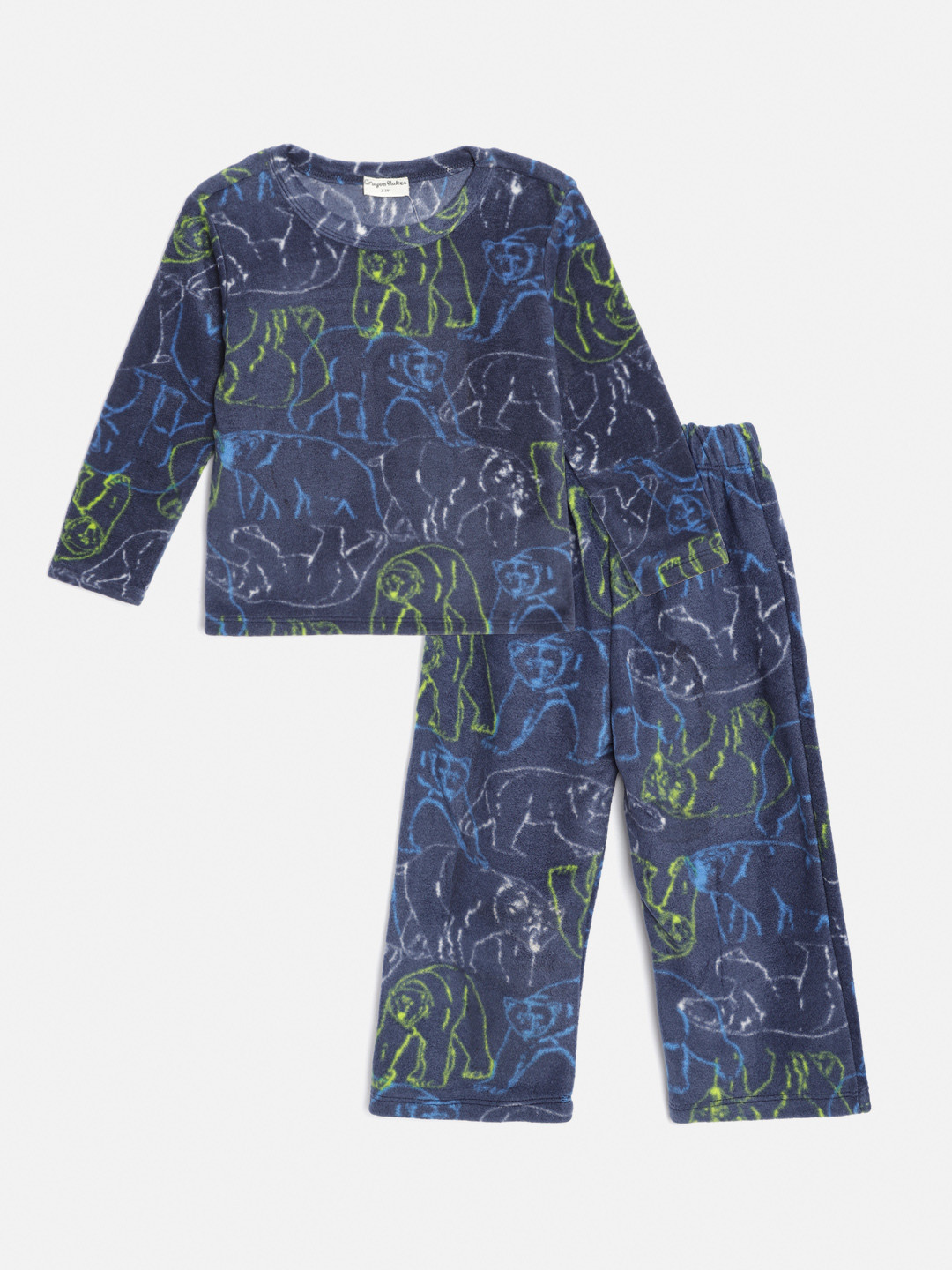 CrayonFlakes Girls Navy Blue & Green Printed Polar Fleece Winter T-shirt with Pyjamas
CrayonFlakes Girls Navy Blue & Green Printed Polar Fleece Winter T-shirt with Pyjamas