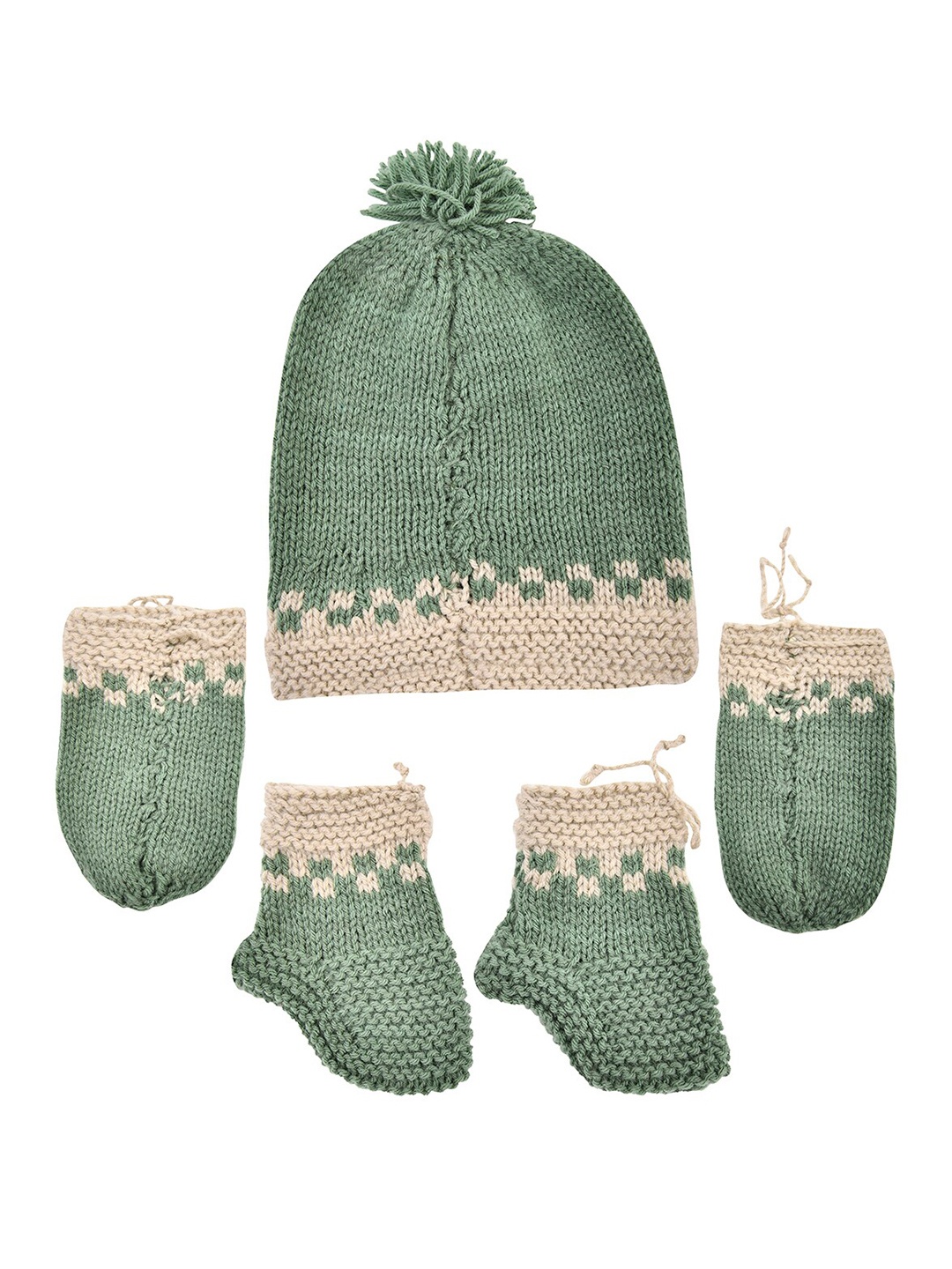 The Original Knit Kids Green & Cream-Coloured Colourblocked Beanie with Mitten and Socks
The Original Knit Kids Green & Cream-Coloured Colourblocked Beanie with Mitten and Socks