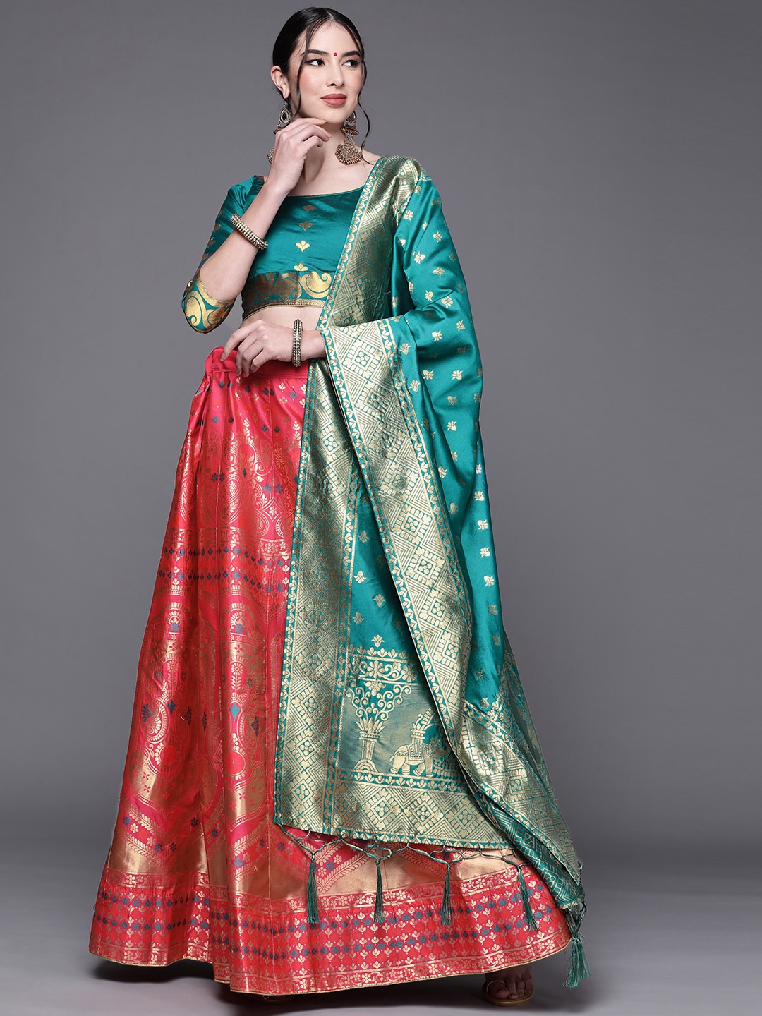 Chhabra 555 Magenta & Teal Woven Design Semi-Stitched Lehenga -Unstitched Blouse & Dupatta
Chhabra 555 Magenta & Teal Woven Design Semi-Stitched Lehenga -Unstitched Blouse & Dupatta