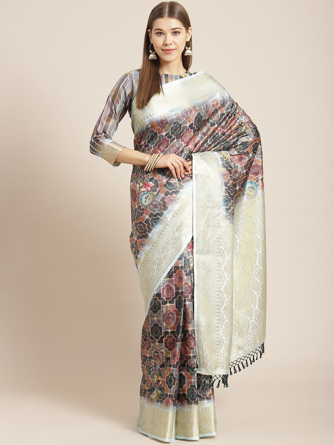 SHANGRILA Green Printed Art Silk Banarasi Saree 
SHANGRILA Green Printed Art Silk Banarasi Saree