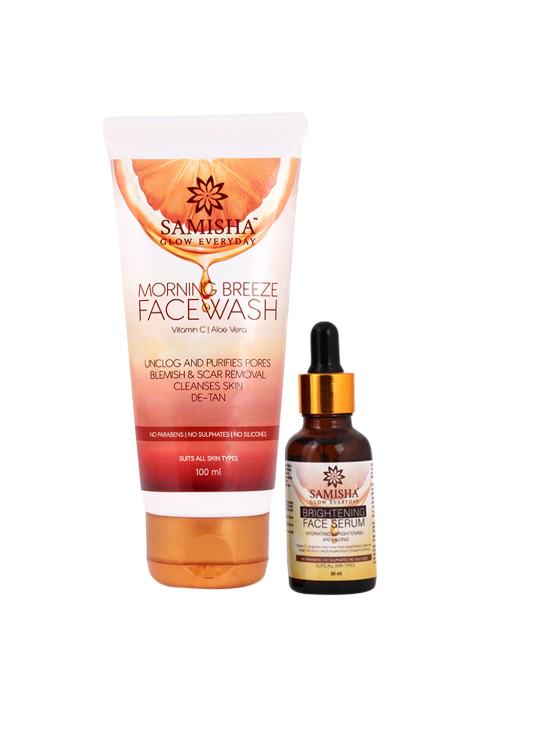 SAMISHA Combo Of 2 Natural Vitamin C - Face Wash & Serum, Orange