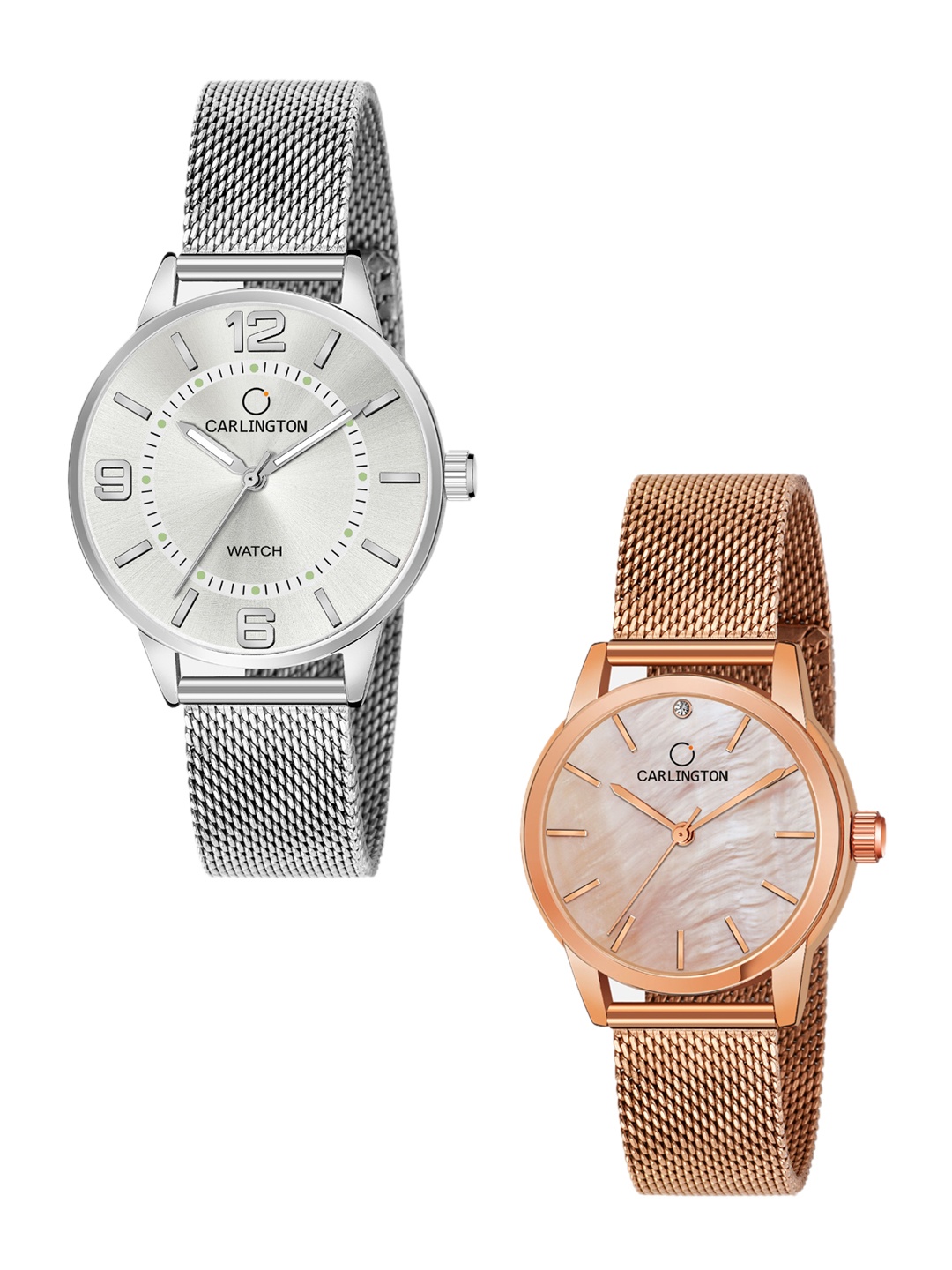 CARLINGTON Women Pack Of 2 Stainless Steel Bracelet Style Straps Analogue Watches CT2002, Silver
CARLINGTON Women Pack Of 2 Stainless Steel Bracelet Style Straps Analogue Watches CT2002, Silver