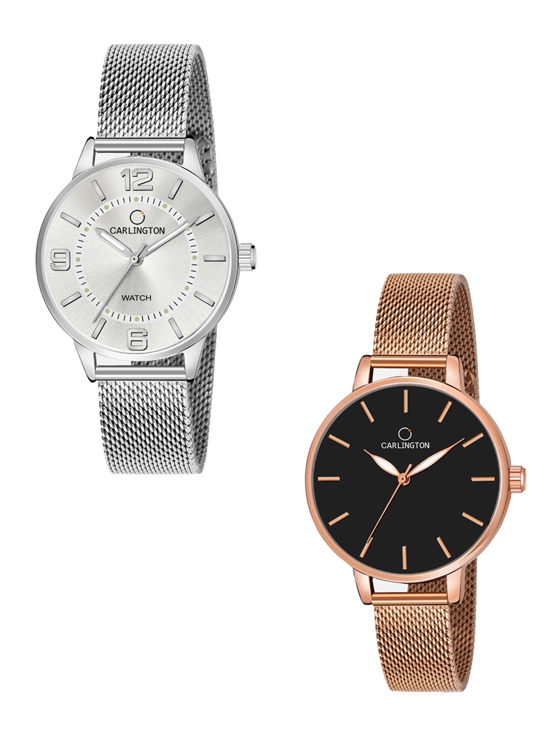 CARLINGTON Women Pack Of 2 Stainless Steel Bracelet Style Straps Analogue Watches CT2002, Silver
CARLINGTON Women Pack Of 2 Stainless Steel Bracelet Style Straps Analogue Watches CT2002, Silver
