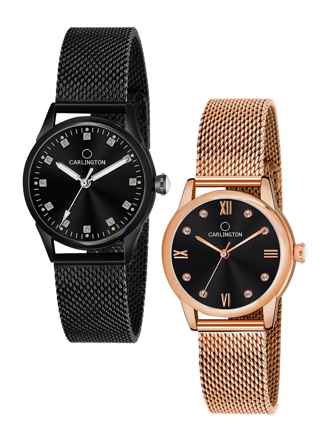 CARLINGTON Women Set Of 2 Bracelet Style Analogue Watch CT2003 Black-CT2005 RoseBlack
CARLINGTON Women Set Of 2 Bracelet Style Analogue Watch CT2003 Black-CT2005 RoseBlack