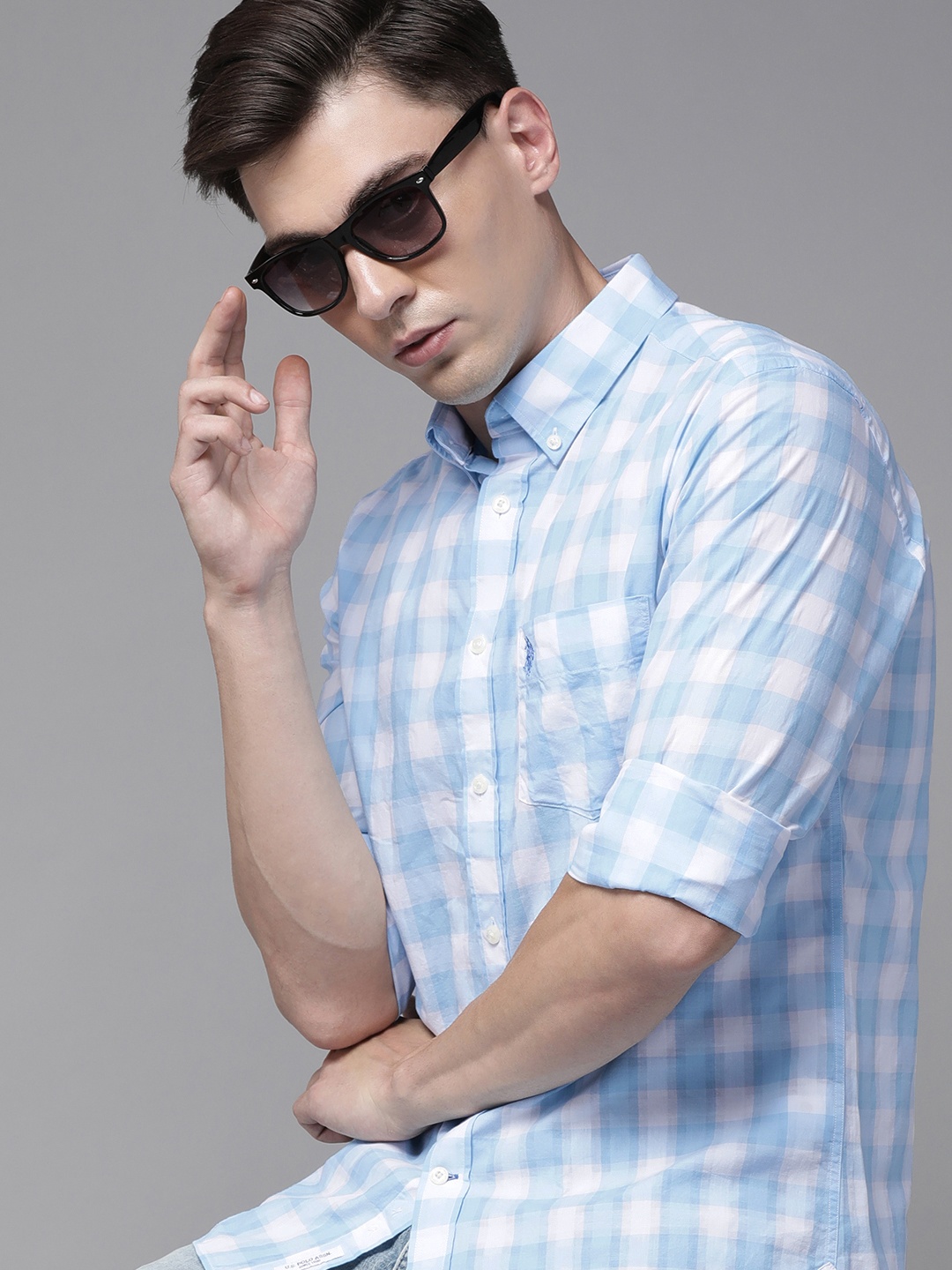 U.S. Polo Assn. Men Blue Tailored Fit Buffalo Checks Opaque Pure Cotton Casual Shirt
U.S. Polo Assn. Men Blue Tailored Fit Buffalo Checks Opaque Pure Cotton Casual Shirt