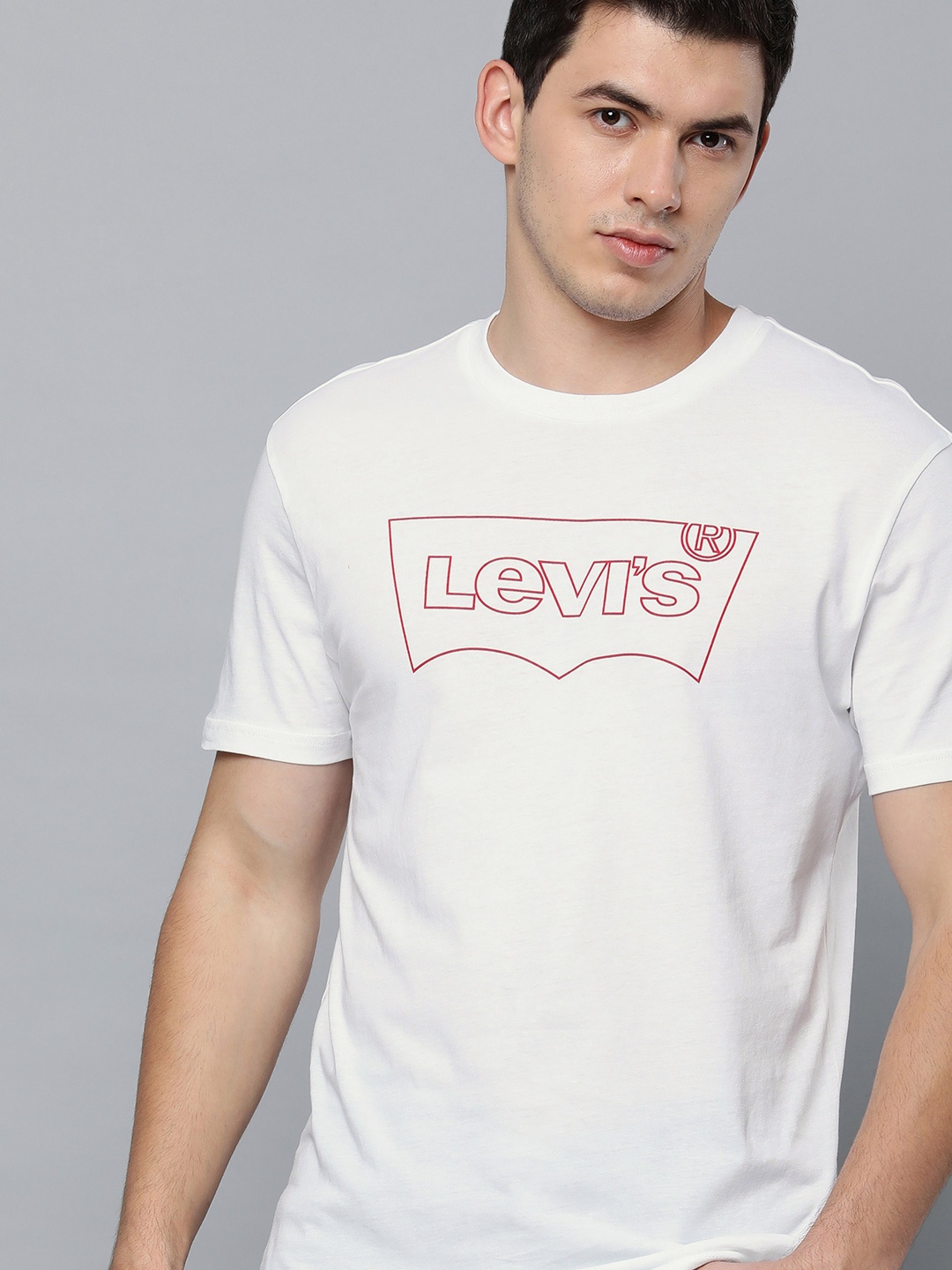 Levis Men White Typography Printed Pure Cotton Casual T-shirt