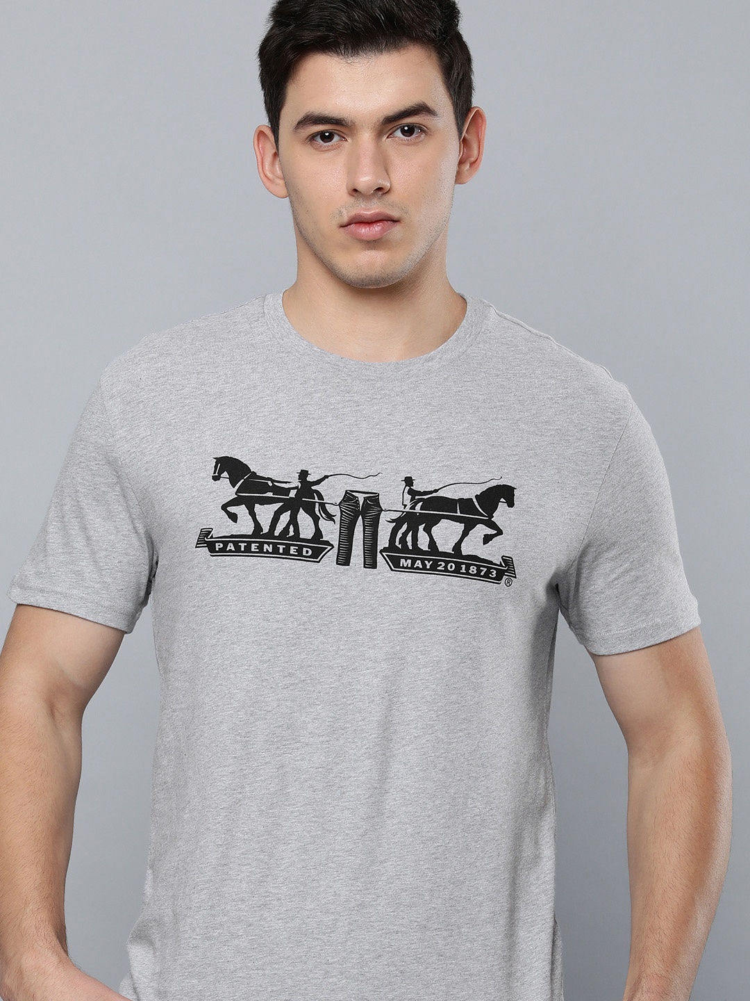 Levis Men Grey Printed Pure Cotton T-shirt