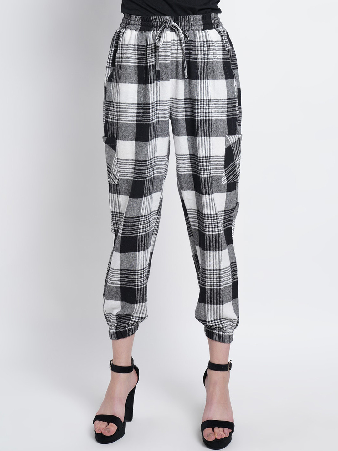 WESTCLO Women White & Black Checked Joggers Trousers
WESTCLO Women White & Black Checked Joggers Trousers