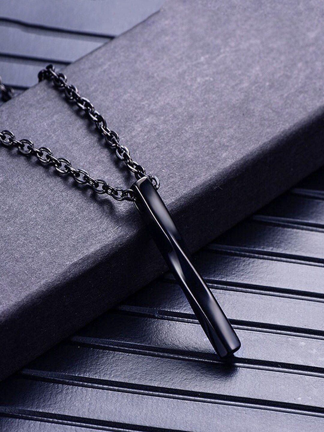 Yellow Chimes Black Stainless Steel Simple Bar Design Pendant With High Polished Chain
Yellow Chimes Black Stainless Steel Simple Bar Design Pendant With High Polished Chain