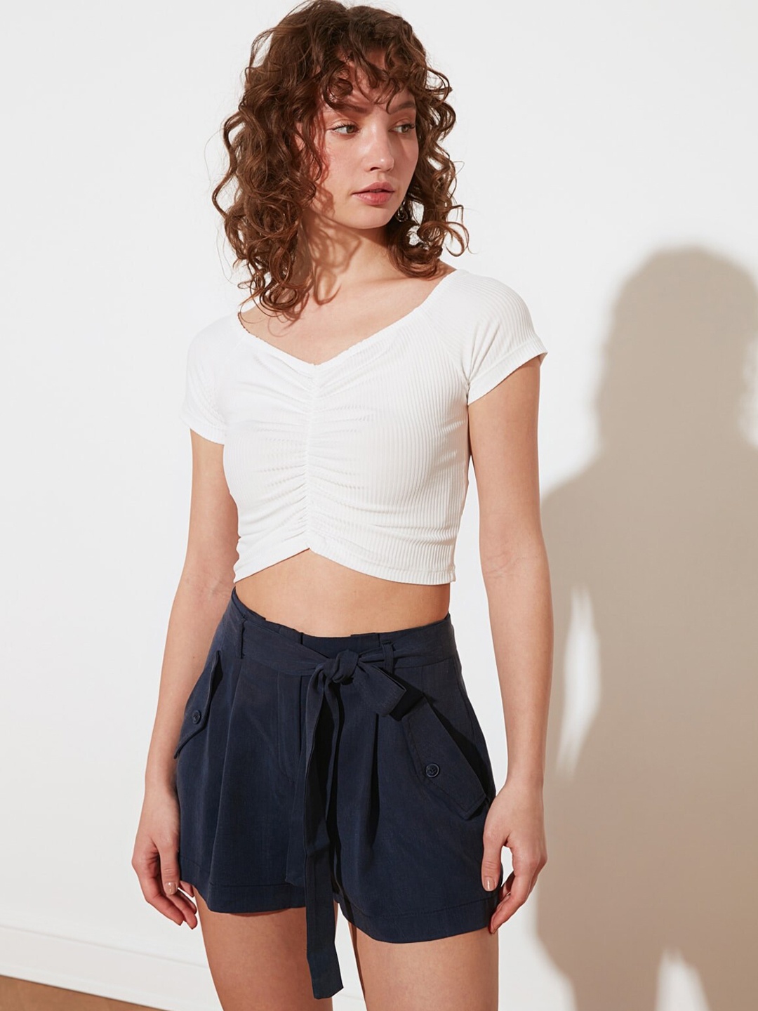 Trendyol Women Blue Cotton Shorts
