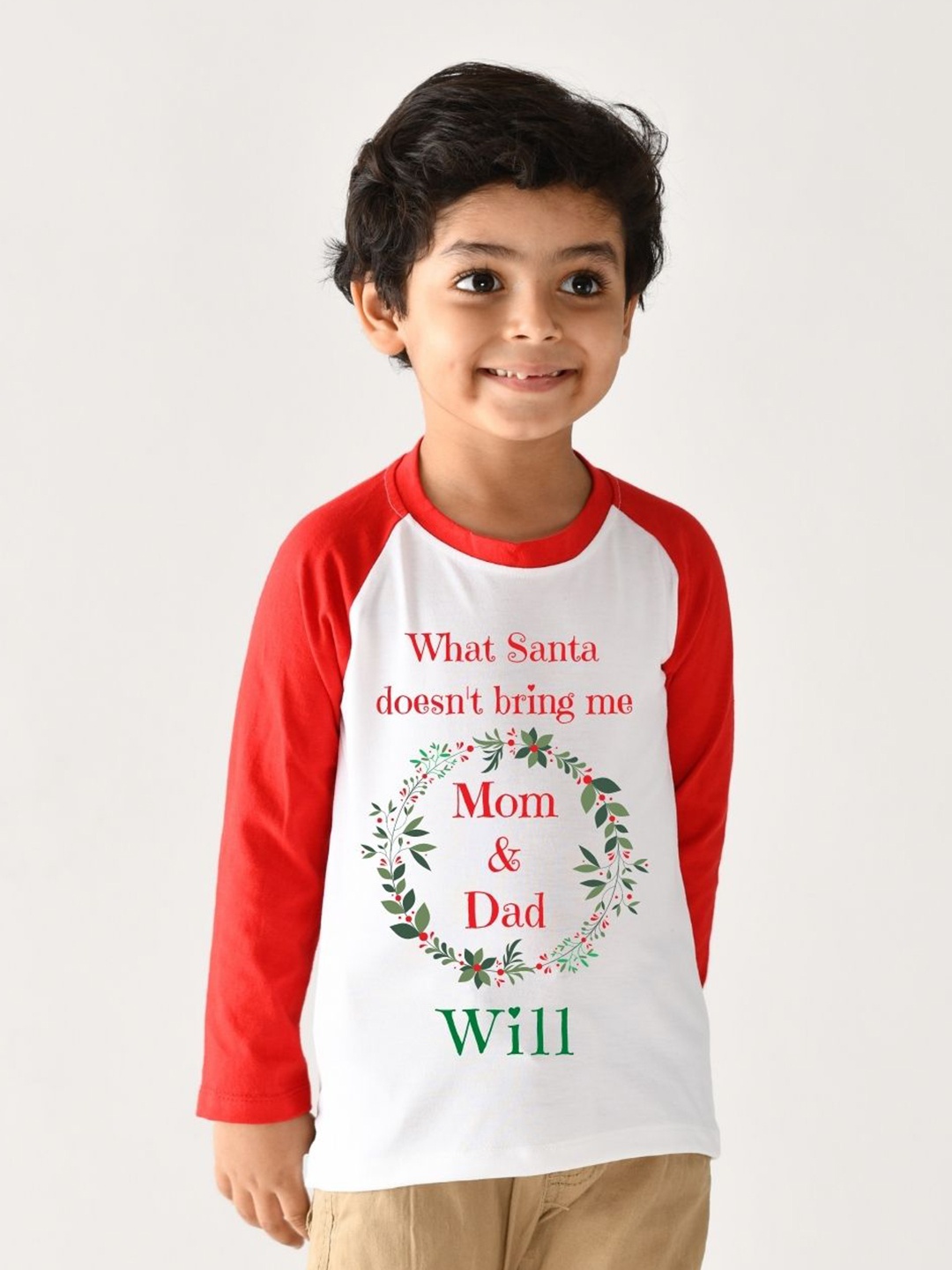 KNITROOT Kids White Typography Printed Raglan Sleeves T-shirt