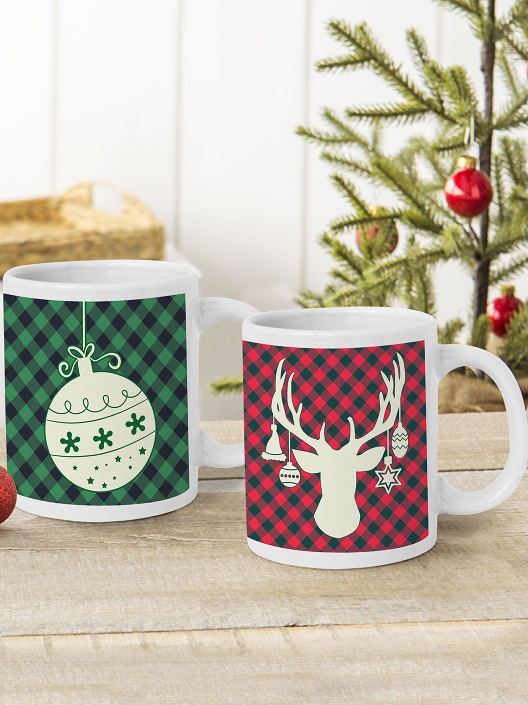 TIED RIBBONS Set Of 2 Red & Green Christmas Christmas Coffee Mug Cups, White
TIED RIBBONS Set Of 2 Red & Green Christmas Christmas Coffee Mug Cups, White
