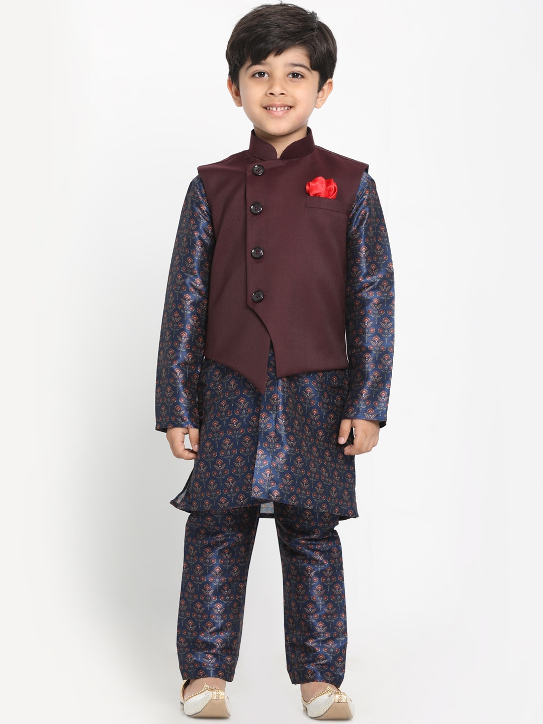 JBN Creation Boys Navy Blue & Maroon Ethnic Printed Kurta with Pyjamas & Nehru Jacket
JBN Creation Boys Navy Blue & Maroon Ethnic Printed Kurta with Pyjamas & Nehru Jacket
