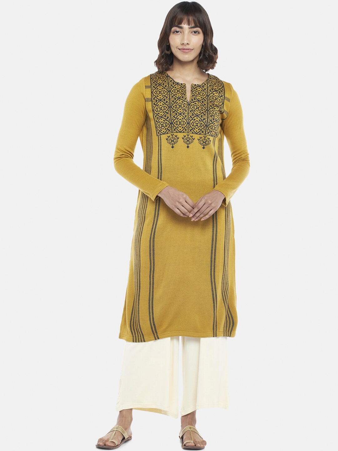 RANGMANCH BY PANTALOONS Women Mustard Yellow Ethnic Motifs Embroidered Keyhole Neck Thread Work Kurta
RANGMANCH BY PANTALOONS Women Mustard Yellow Ethnic Motifs Embroidered Keyhole Neck Thread Work Kurta