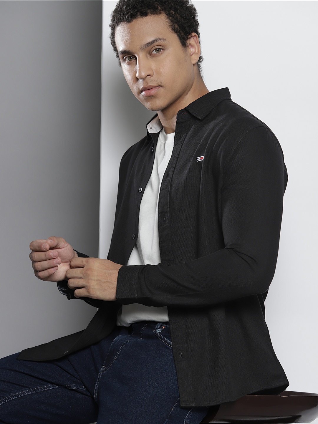 Tommy Hilfiger Twill Weave Casual Shirt, Black