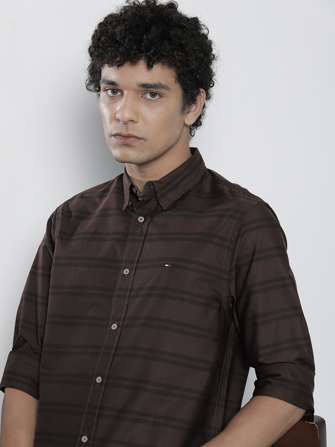 Tommy Hilfiger Men Brown Horizontal Stripes Opaque Pure Cotton Casual Shirt
Tommy Hilfiger Men Brown Horizontal Stripes Opaque Pure Cotton Casual Shirt