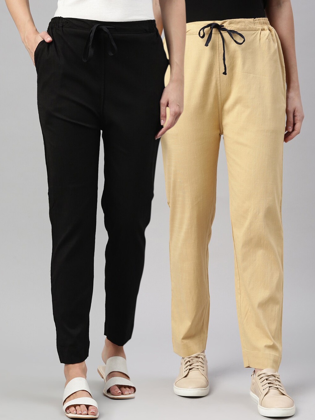 Kryptic Women Cream-Coloured Trousers