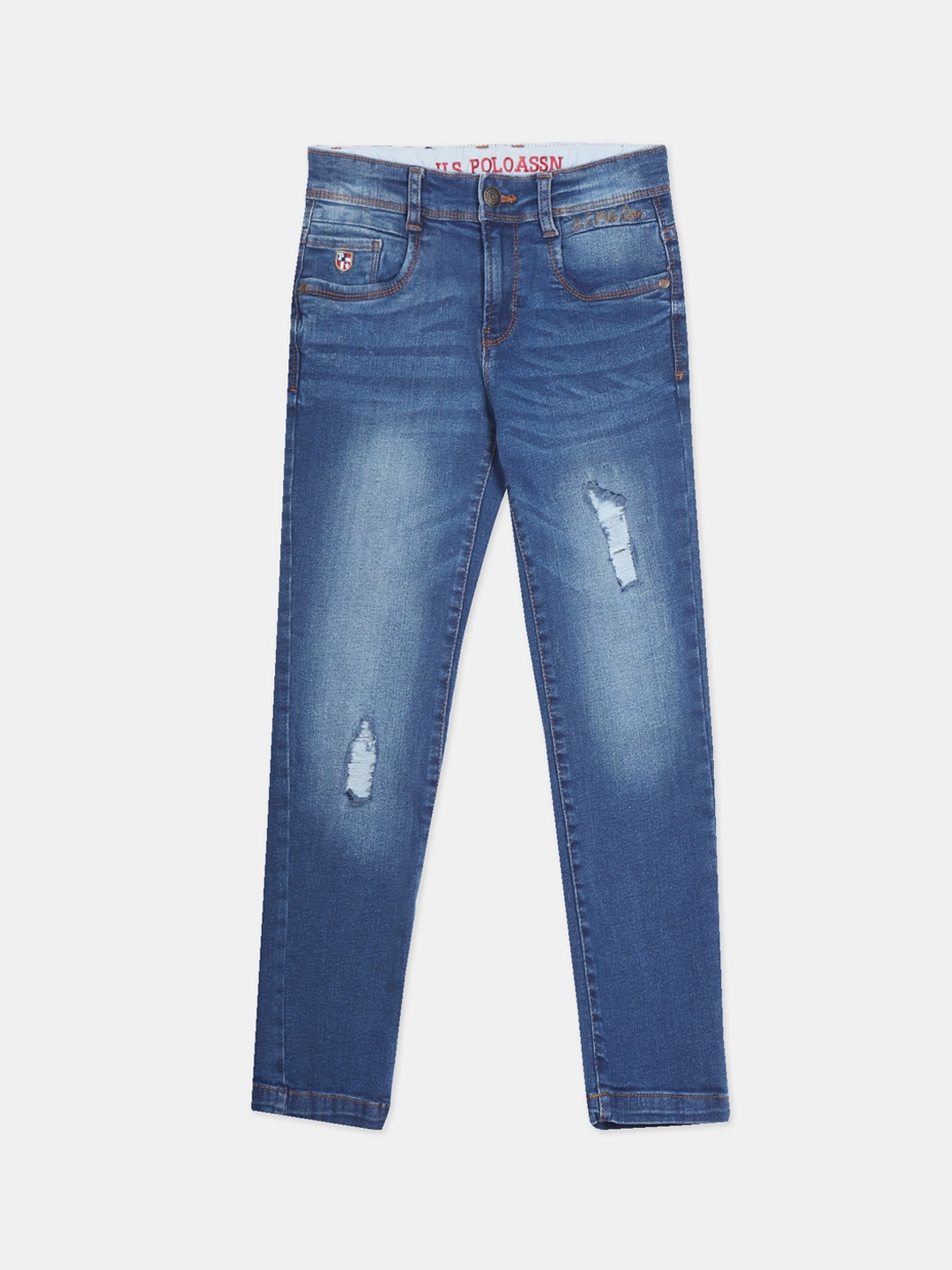 U.S. Polo Assn. Kids Boys Blue Slim Fit Mildly Distressed Light Fade Stretchable Jeans
U.S. Polo Assn. Kids Boys Blue Slim Fit Mildly Distressed Light Fade Stretchable Jeans