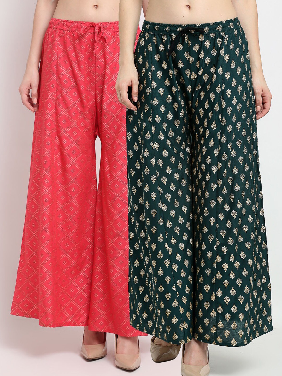 GRACIT Women Orange & Green Pack Of 2 Ethnic Motifs Printed Flared Knitted Ethnic Palazzos
GRACIT Women Orange & Green Pack Of 2 Ethnic Motifs Printed Flared Knitted Ethnic Palazzos
