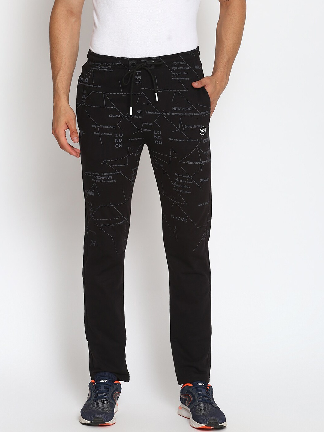 MKH Men Black Printed Track Pants
