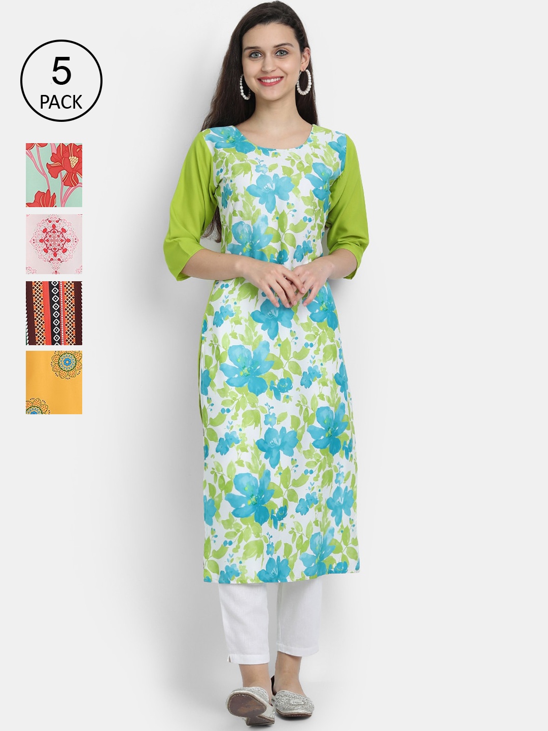 7Threads Women Multicoloured Floral Printed Cold-Shoulder Sleeves Mirror Work Crepe Kurta, Multi
7Threads Women Multicoloured Floral Printed Cold-Shoulder Sleeves Mirror Work Crepe Kurta, Multi