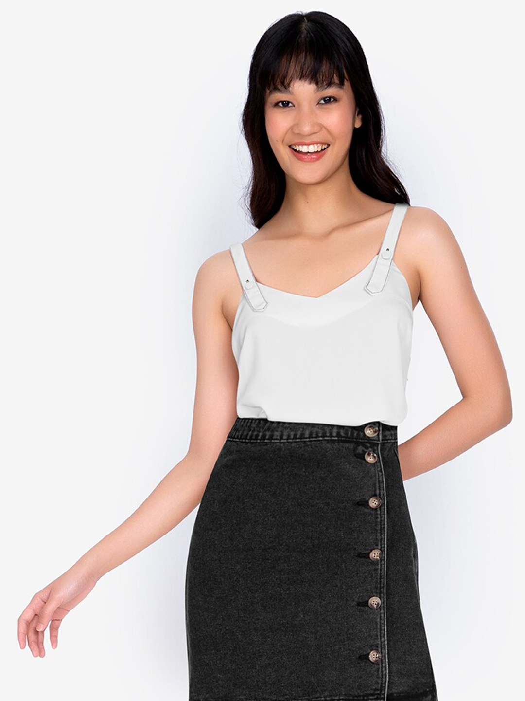 ZALORA BASICS White Sleeveless Top