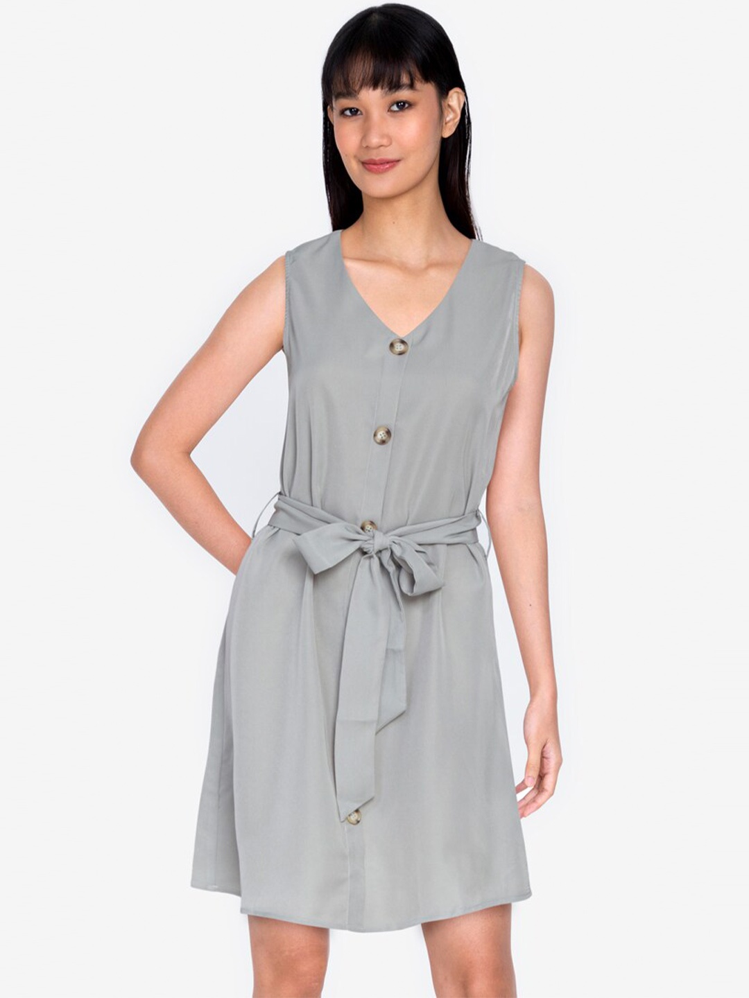 ZALORA BASICS Green A-Line Dress