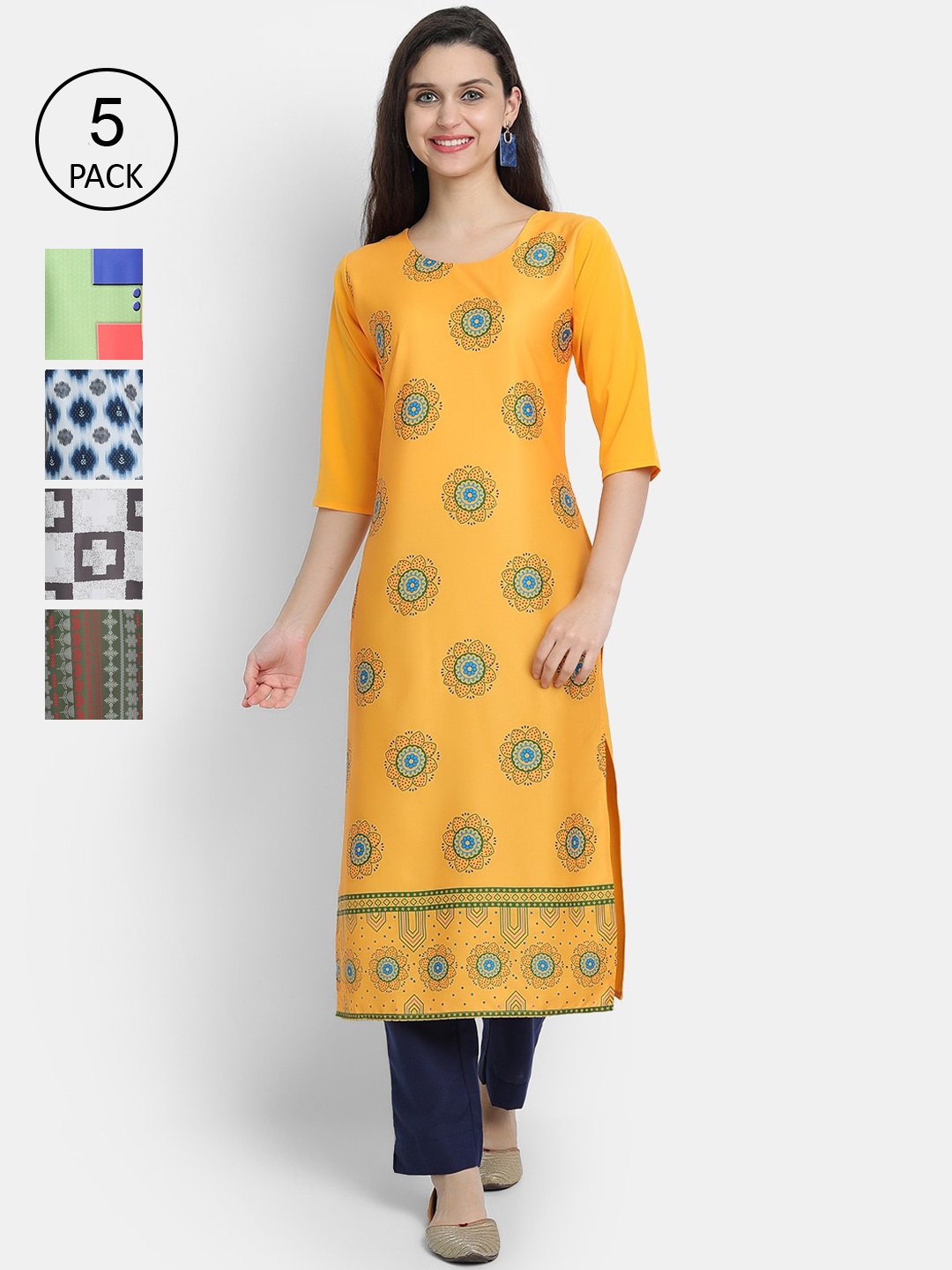 7Threads Women Multicoloured Pack of 5 Geometric Checked Gotta Patti Crepe Kurta, Multi
7Threads Women Multicoloured Pack of 5 Geometric Checked Gotta Patti Crepe Kurta, Multi