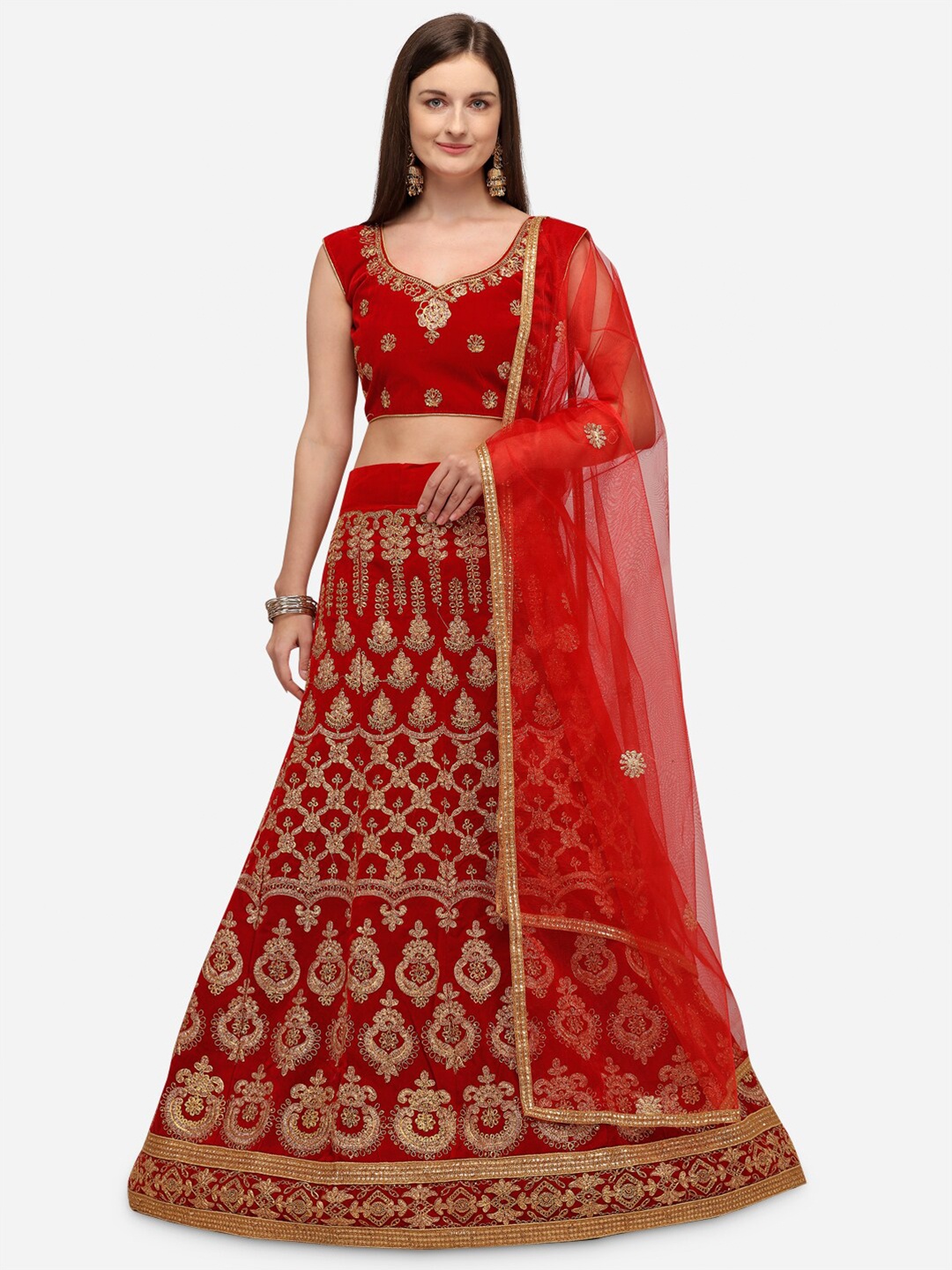 Rajesh Silk Mills Red Embroidered Semi-Stitched Lehenga & Unstitched Blouse With Dupatta
Rajesh Silk Mills Red Embroidered Semi-Stitched Lehenga & Unstitched Blouse With Dupatta