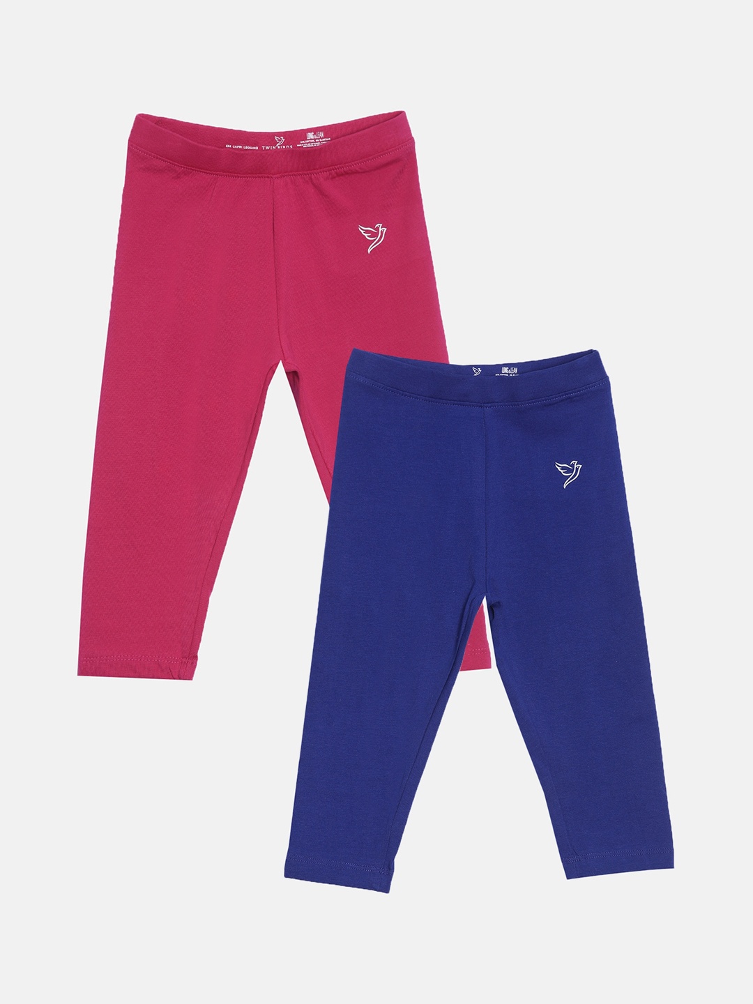 TWIN BIRDS Girls Pack Of 2 Solid Pure Cotton Three Fourth-Length Leggings, Pink
TWIN BIRDS Girls Pack Of 2 Solid Pure Cotton Three Fourth-Length Leggings, Pink